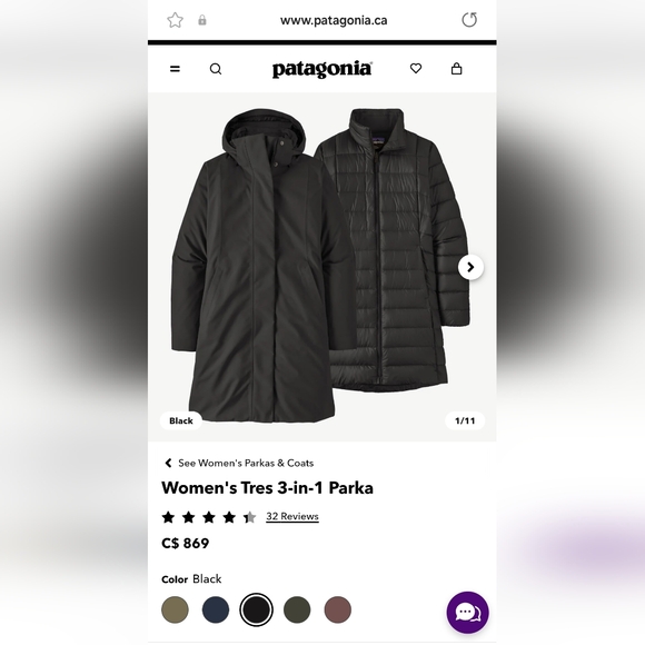Patagonia Women's Short Tres 3-in-1 Parka. Size S - Picture 2 of 12
